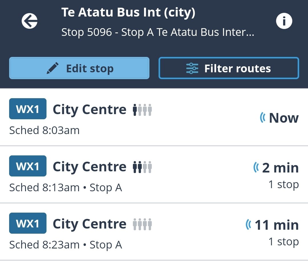 pshemK's tweet photo. AT will have to work harder to made the NW pseudo-busway work. Lack of bus priority is causing the frequency to drop to more like a bus every 20  mins. https://t.co/LSwIPV0fLb