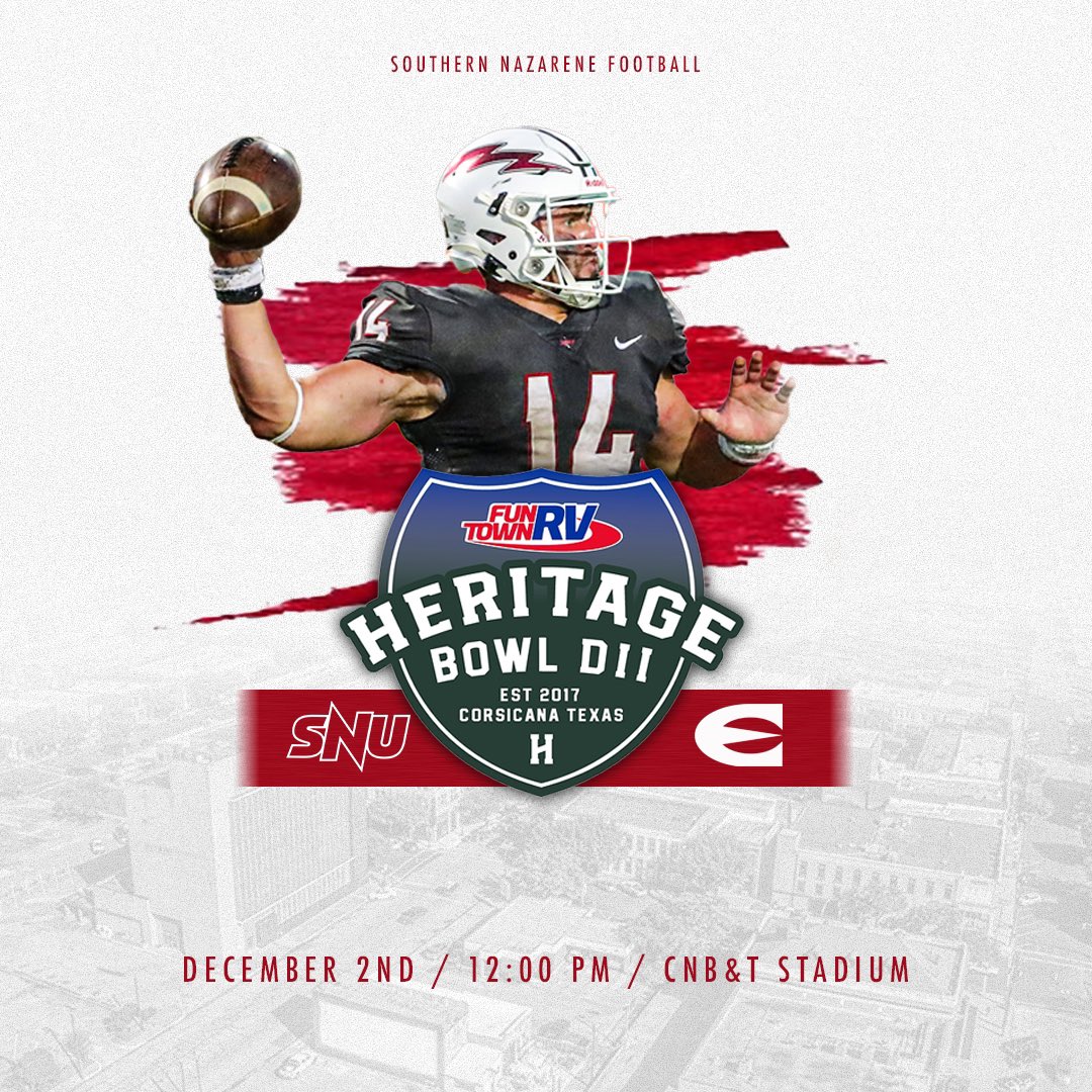 SNU Football (@snufootball) on Twitter photo <a href="/SNUFootball/">SNU Football</a> will have one last ride at the Heritage Bowl in Corsicana, Texas, taking on Emporia State on December 2nd!
For Bowl info, check out this link โก๏ธ bit.ly/3GiOFG5
#BoltsUpโก๏ธ <a href="/SNUFootball/">SNU Football</a> will have one last ride at the Heritage Bowl in Corsicana, Texas, taking on Emporia State on December 2nd!
For Bowl info, check out this link โก๏ธ bit.ly/3GiOFG5
#BoltsUpโก๏ธ