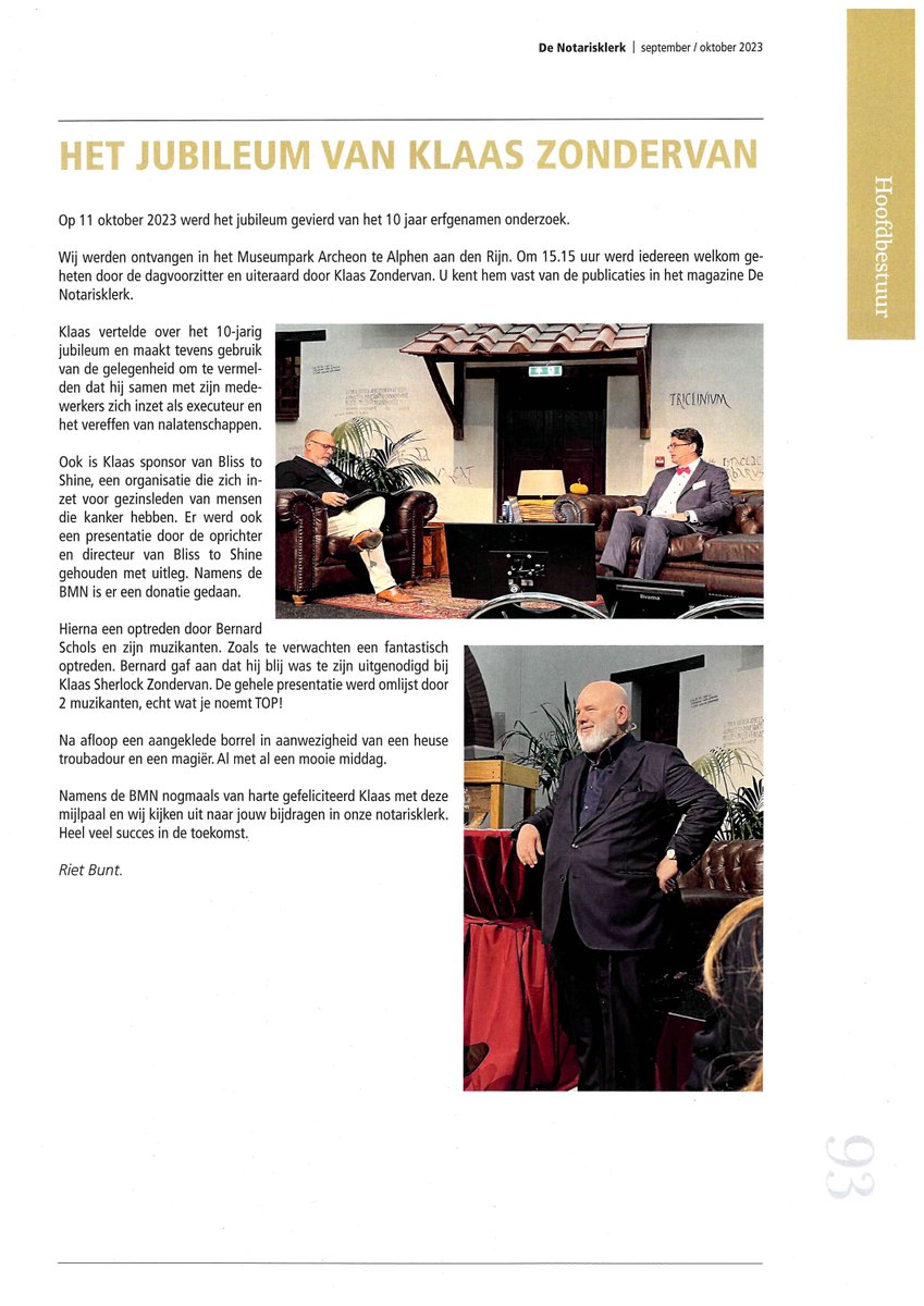 Met dank aan Riet Bunt van de Bond van Medewerkers in het Notariaat. #erfgenamenonderzoek #klaaszondervan #bmn #deerfgenaam #executeur