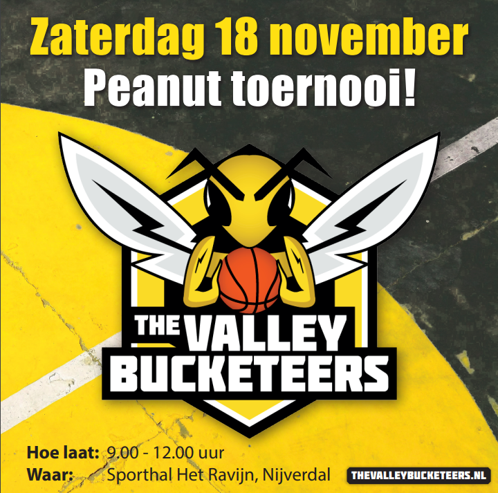 Aanstaande zaterdag is het weer tijd voor het jaarlijkse peanuttoernooi in sporthal Het Ravijn!

Komen jullie onze jonge talenten ook aanmoedigen?

#peanuts #valleybuck