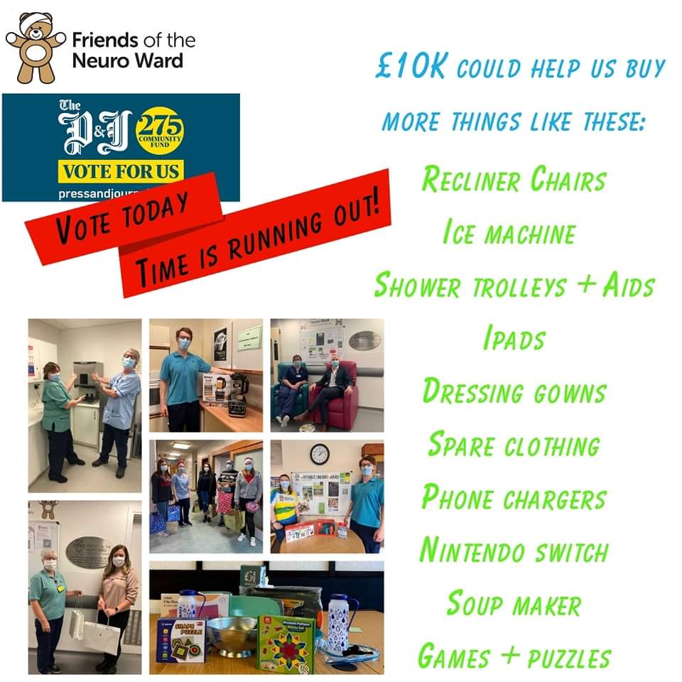 friendsofneuro's tweet photo. Time is running out to vote for us to win a share of The P+J's 275 Fund. It'd be a huge profile boost, so please - vote + share, share, share! We're up against some of the big names so every vote + share really does matter! Voting closes at midnight tomo.
https://t.co/Q0EffnbcWE https://t.co/tnuJUYeMgi