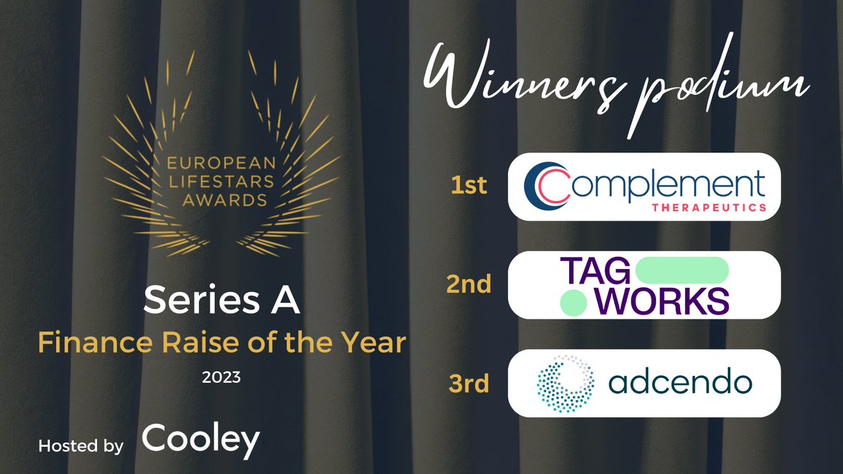 Tagworks Pharmaceuticals (@tagworkspharma) on Twitter photo Proud to have won the second place for this years LSX Lifestars Awards - Series A of the Year. Great recognition for <a href="/Tagworkspharma/">Tagworks Pharmaceuticals</a> and our fantastic group of investors !
Congrats to Complement Tx and Adcendo and thanks to <a href="/lifestarsawards/">European Lifestars Awards</a> for this great night out ! Proud to have won the second place for this years LSX Lifestars Awards - Series A of the Year. Great recognition for <a href="/Tagworkspharma/">Tagworks Pharmaceuticals</a> and our fantastic group of investors !
Congrats to Complement Tx and Adcendo and thanks to <a href="/lifestarsawards/">European Lifestars Awards</a> for this great night out !