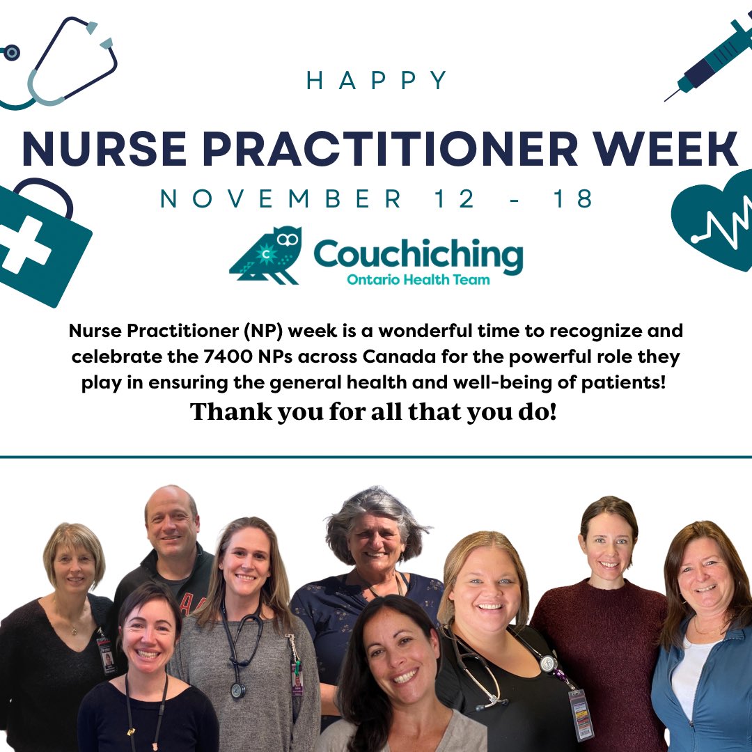 Join us in celebrating #NursePractitionerWeek, Nov 12 - 18. Honouring the dedication, expertise, and compassionate care provided by #NPs! Their role is vital in transforming healthcare.

The NPs make a mighty Team - thank you from all of us at #Couchiching #OHT! 

#NPWeek2023