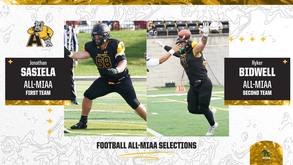 Jonathan Sasiela and Ryker Bidwell earn All-MIAA honors for football as announced on Tuesday 📰bit.ly/3SK1bph #d3fb #d3football #GDTBAB