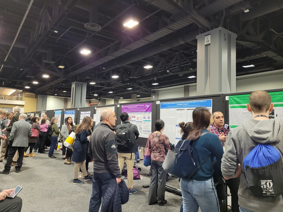 PLOSONE's tweet image. A busy poster session this morning here on Day 4 of #SfN2023 ! Tremendously enjoying talking to researchers shedding new light on #dementia, early #neuraldevelopment, #comparativephysiology, and #bci 🧠 @SfNtweets
