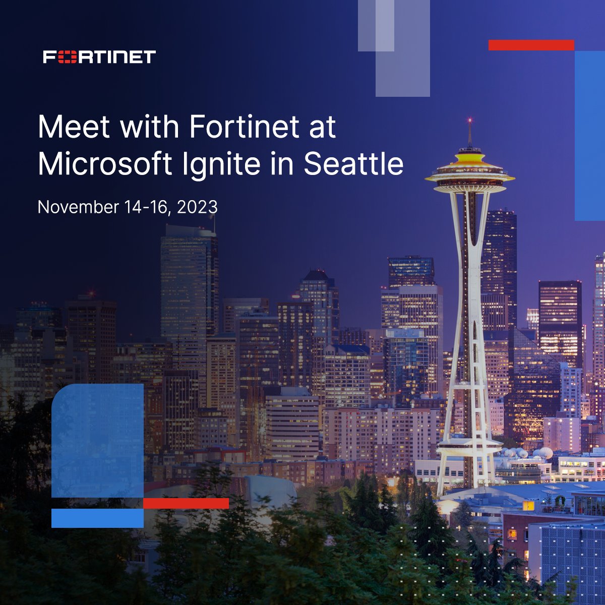 ⏳ It's almost time! #MSIgnite 2023 starts tomorrow. 

Join @Fortinet experts on November 15th and 16th at the Infrastructure Hub in the Summit Building for live demos or connect with us virtually to learn about #Fortinet's #SecurityFabric for #Azure. ftnt.net/6014uxNzk