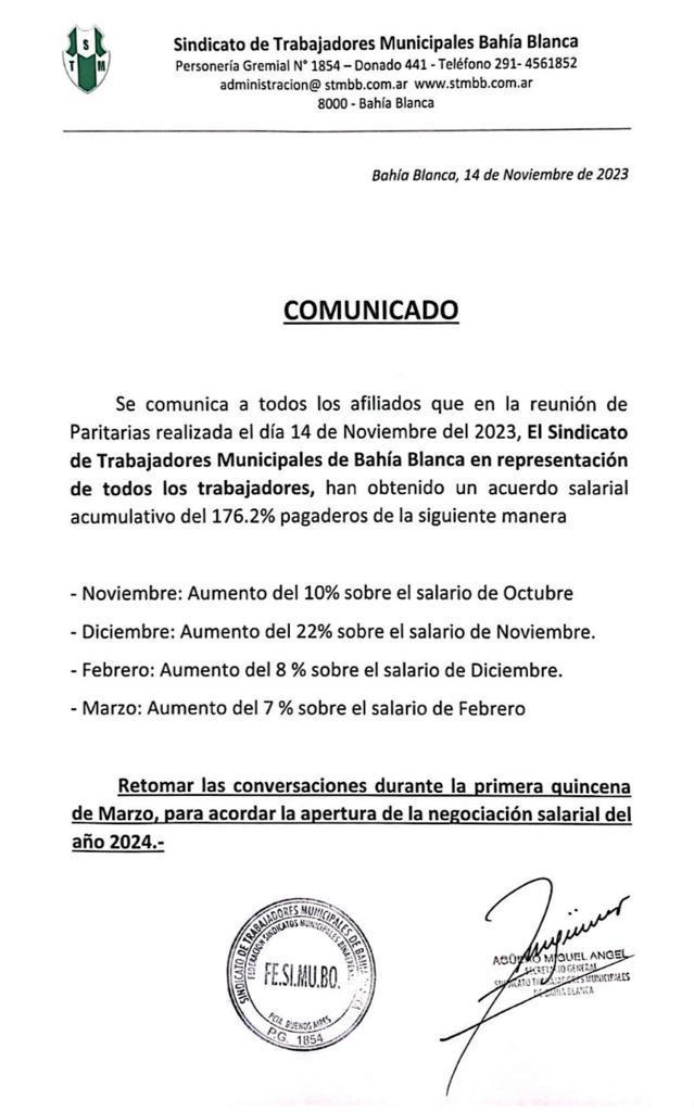 lolitamora35's tweet image. ✅️ 𝟏𝟕𝟔‧𝟐% ✅️
Recomposición Salarial
Felicitaciones Paritarios por el Gran Trabajo!  🤝💚
#STMBB 
#BahiaBlanca
@LoreMalvar
@Aguero_M_A 
@diegodiaz_82