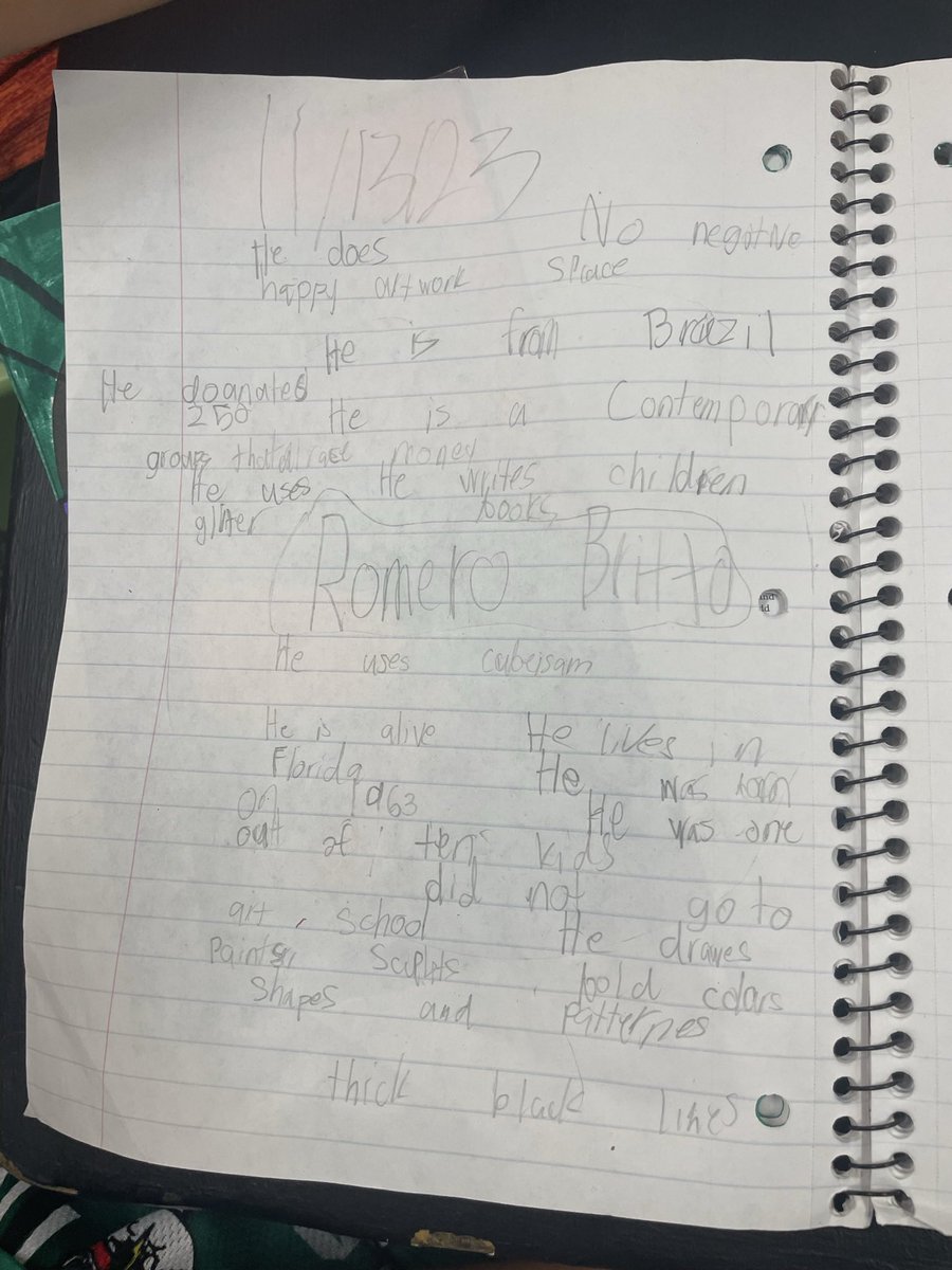 timmyGTI's tweet photo. ✅out this impressive amount of facts about famous contemporary artist, Romero Britto from a @WGESdragons 1st grade researcher! #pblsuccess #scaffoldingworkshop #theGrove #thinkingmap #TPSPTimmy #TPSP @Carrollisd @ThinkingMaps https://t.co/zMuVmoMRUf
