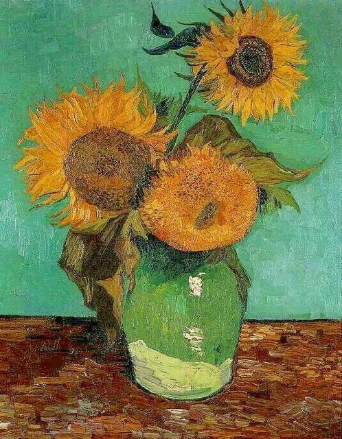 Vincent van Gogh, Jarrón con tres girasoles (1888).