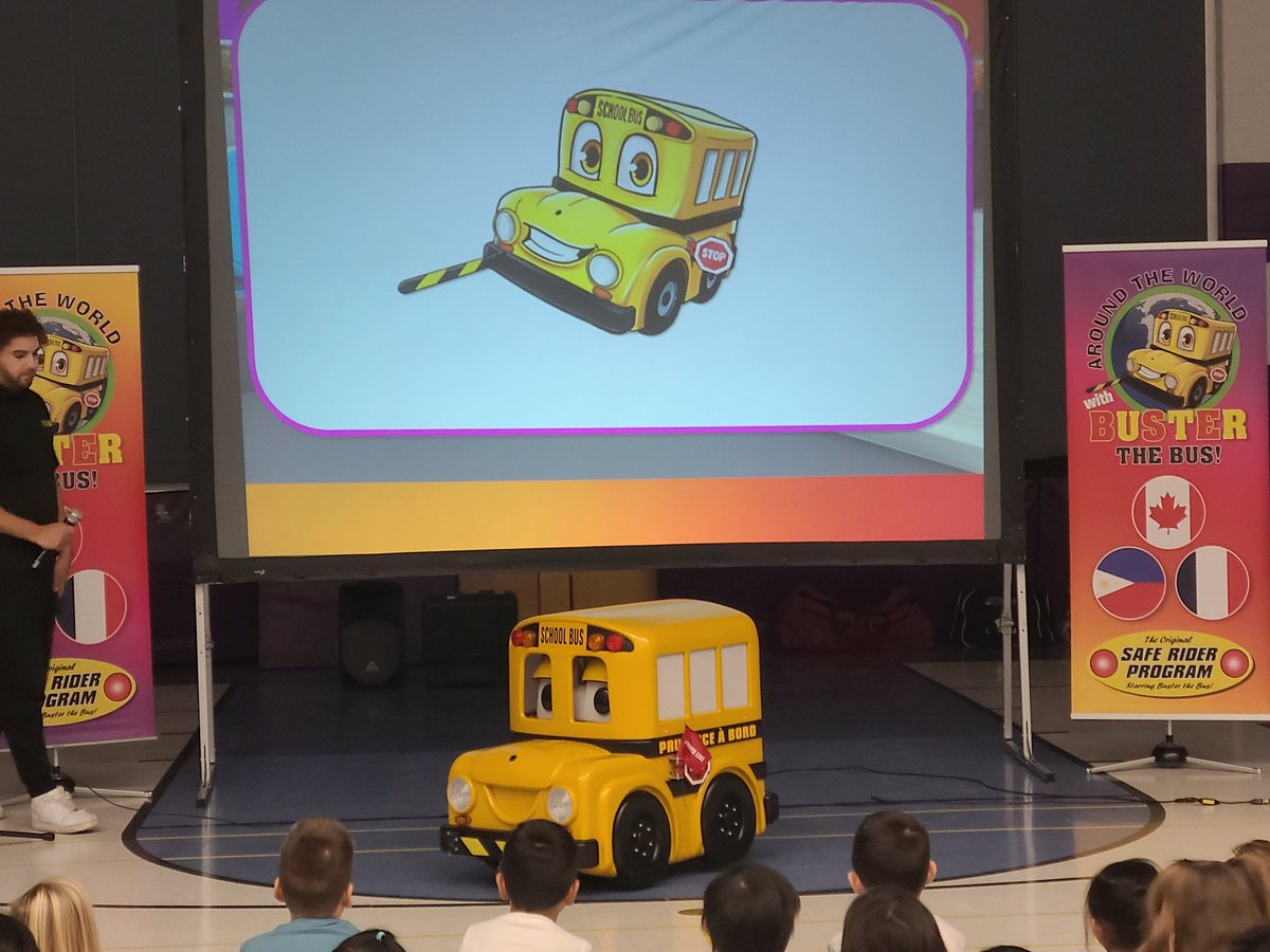 StPhilipDPCDSB's tweet photo. Primary Ss had a great day learning about bus🚍 and road safety from Buster the bus. #saferiderprogram #bussafety https://t.co/FOPZx0CKXE