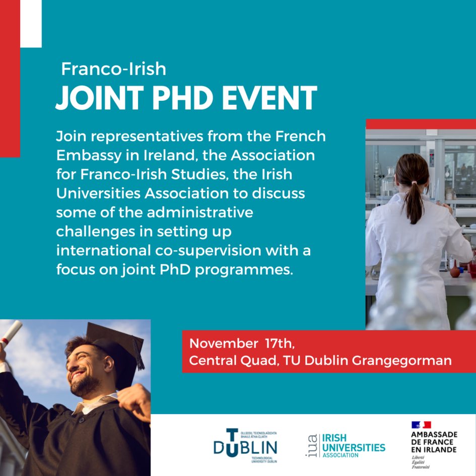 Delighted to support and be on the Collaborative Awards panel during the Franco-Irish Joint PhD Event: 17 November 2023 ie.ambafrance.org/Franco-Irish-J…