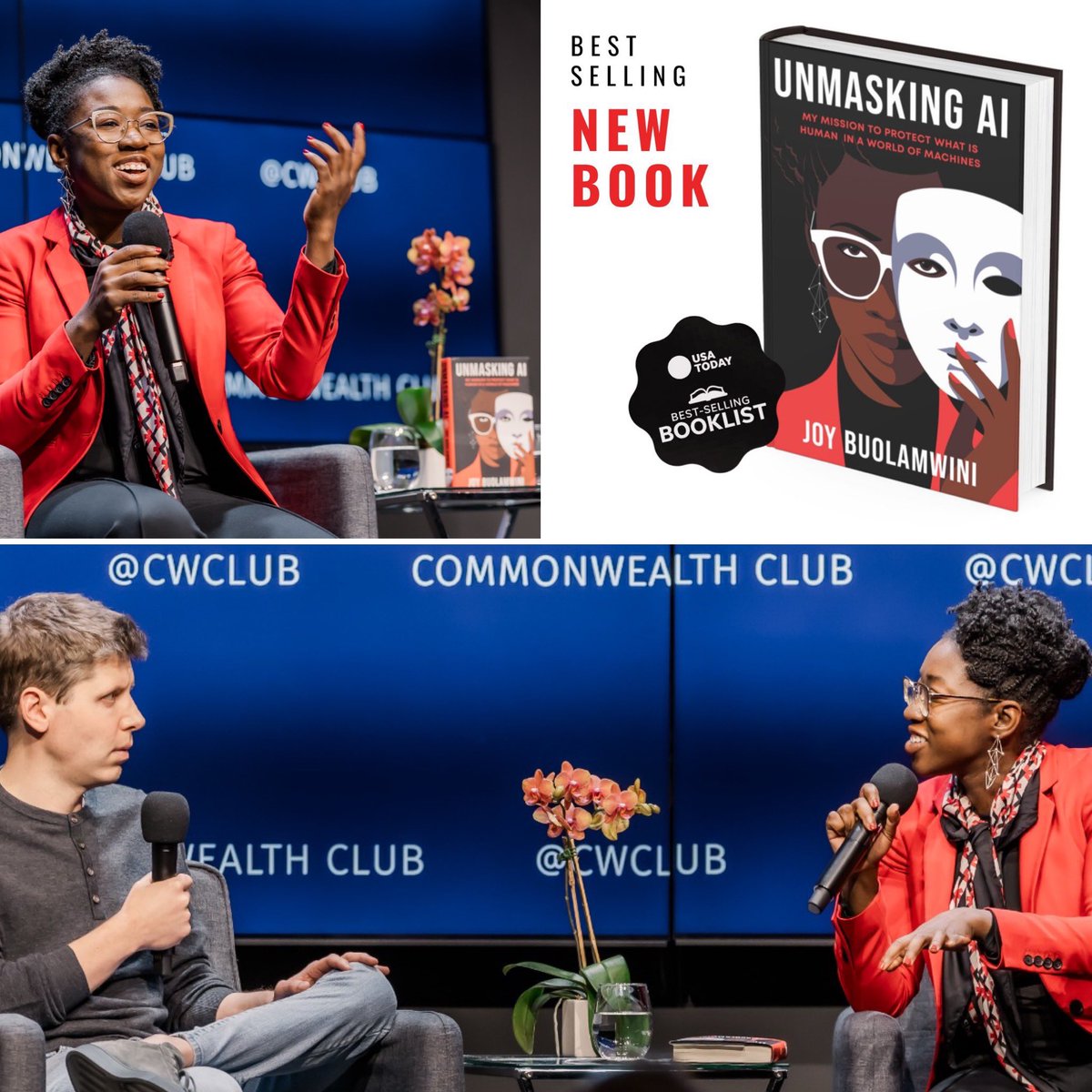 Unmasking AI is now a National Bestseller! Check out the @cwclub book talk conversation on the future of AI with @sama CEO of @OpenAI and me . Help keep the momentum going. Grab your copy of the book, download the audiobook, and caption this photo! #UnmaskingAI 1/n