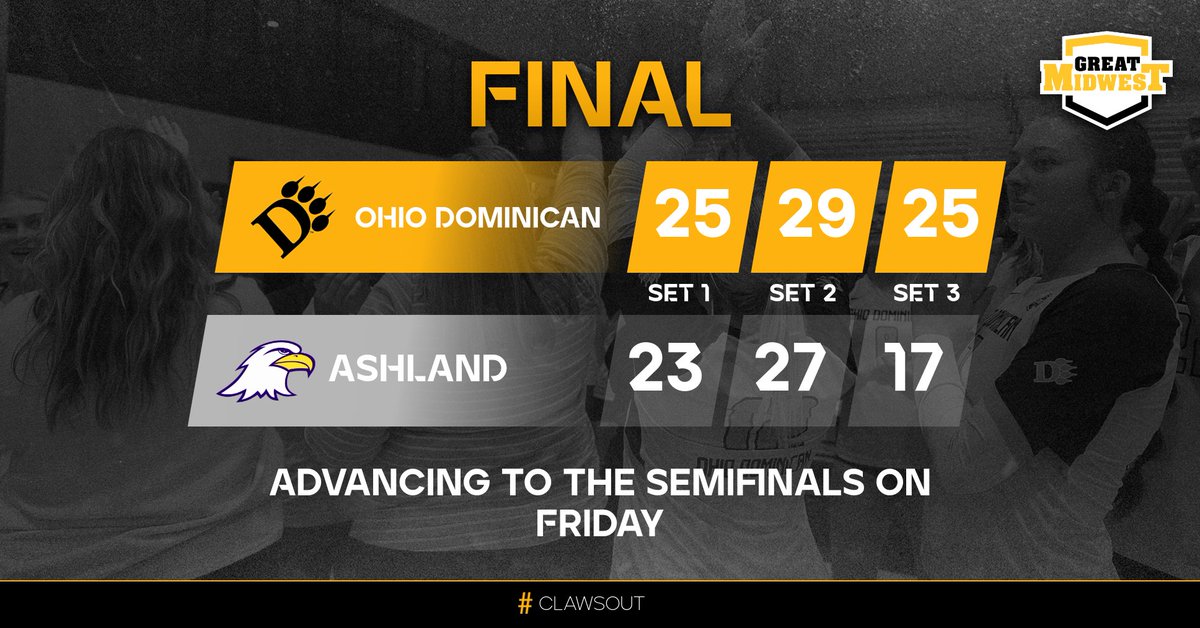 VB I PANTHERS WIN!!! @ohiodominicanvb sweeps #2 Ashland to advance to the G-MAC Semifinals on Friday! #ClawsOut