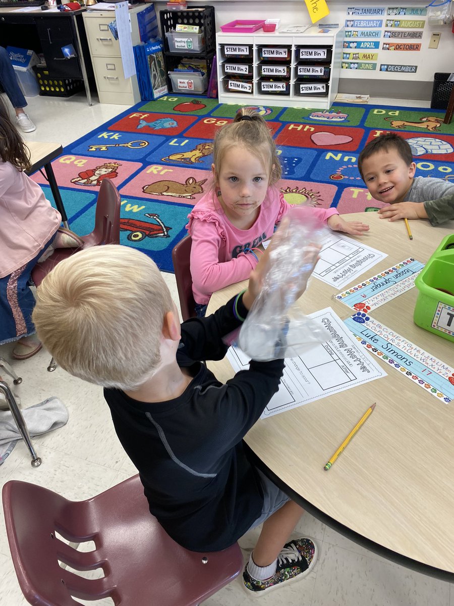 We had fun learning about states of matter and changing a solid to a liquid today! The ways they added heat were so creative! 🧊