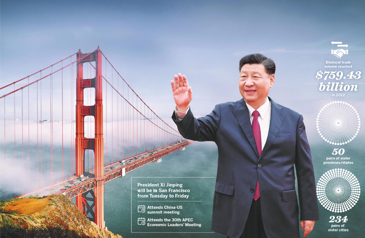 ChinaDaily's tweet photo. All eyes are on the China-United States summit as President Xi Jinping left Beijing on Tuesday for his face-to-face meeting with US President Joe Biden in San Francisco, where he will also attend the 30th Asia-Pacific Economic Cooperation Economic Leaders' Meeting. #XiJinping #APEC  https://t.co/vVQvpi4vcg