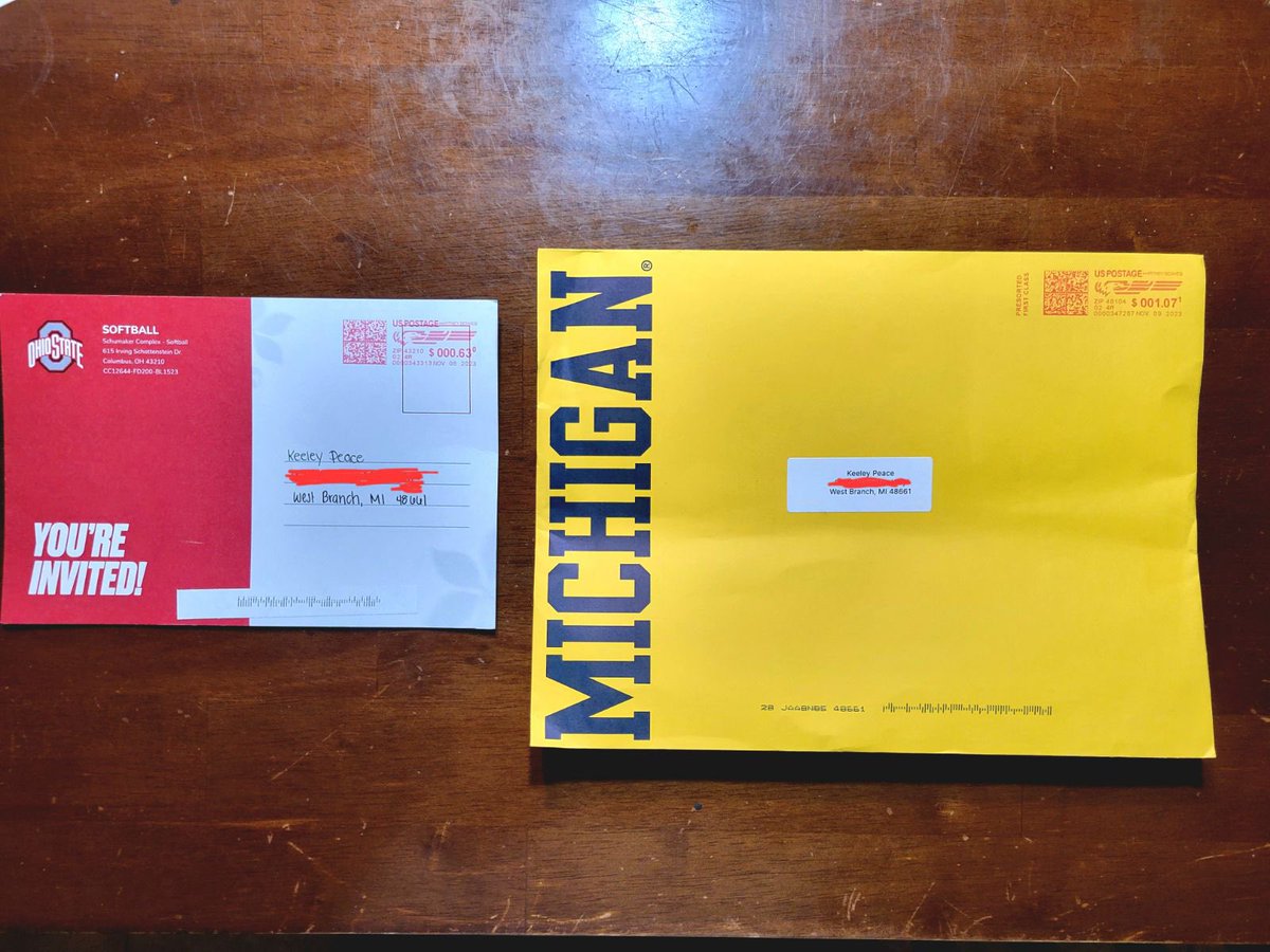 Thank you <a href="/umichsoftball/">Michigan Softball</a> and <a href="/OhioStateSB/">Ohio State Softball</a> for the mail!!