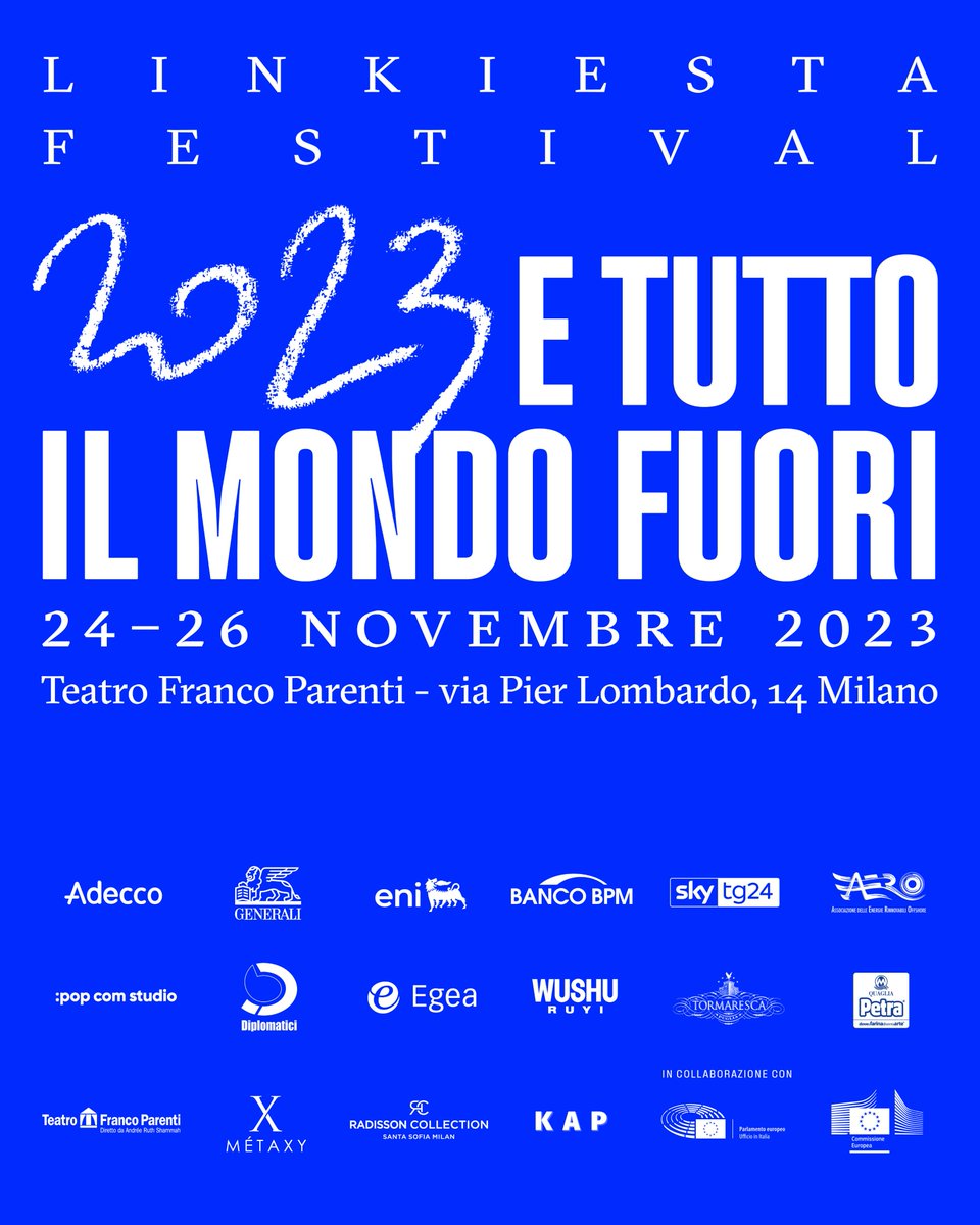 Linkiesta Festival, 24-26 novembre 2023 al Teatro Franco Parenti di Milano.

<a href="/pegahmoshir/">Pegah Moshir Pour</a> e <a href="/rayamiata/">Rayhane Tabrizi</a>

<a href="/teatrofparenti/">Teatro F. Parenti</a>

Qui per prenotare: 👇 rb.gy/k9xum2