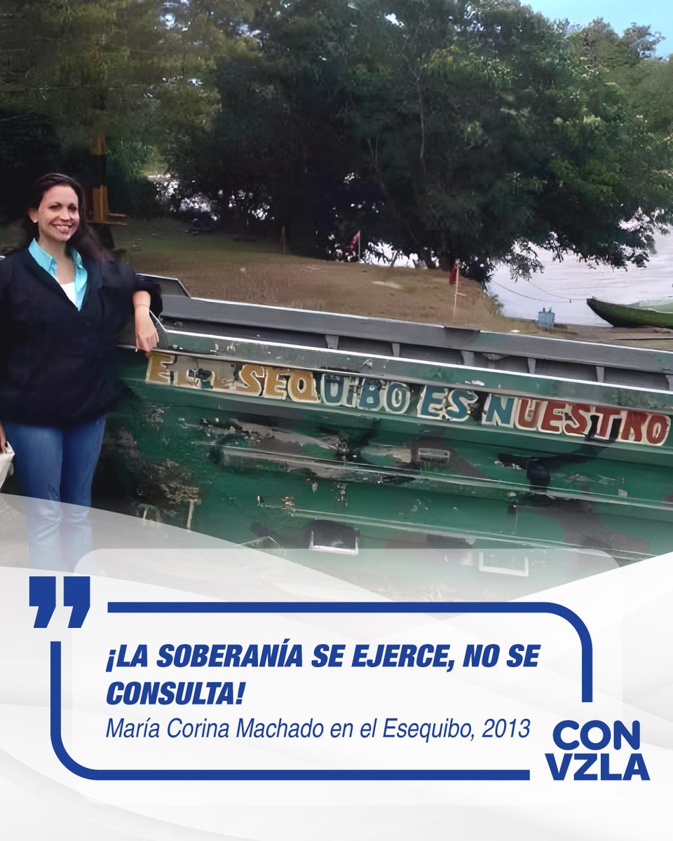 VenteVenezuela's tweet photo. ¡La soberanía no se consulta, se ejerce!

Hace 10 años, @MariaCorinaYA visitó el territorio Esequibo, ejerciendo un acto de soberanía nacional.

#ConVzla https://t.co/rMqLcP7f5m