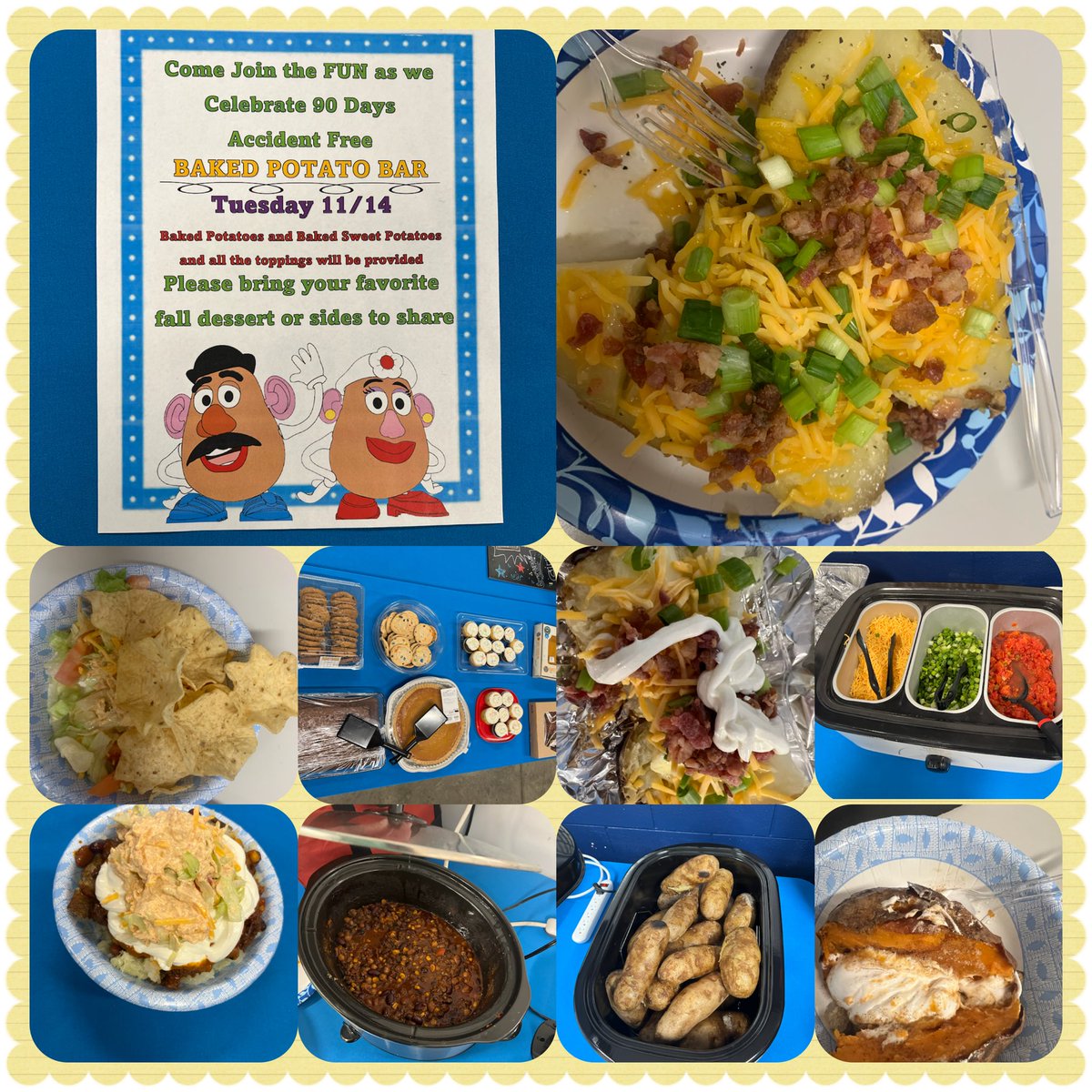 Alysha Scott (@alyshakellie) on Twitter photo 90 Day Accident Free Baked Potato Bar! Baked Potatoes and Sweet Potatoes with all the fixings. Yum! <a href="/DCT0813MD/">Dante Thomas</a> <a href="/DanJRomanowski/">Dan Romanowski</a> <a href="/Suzie02409046/">Suzie Howard</a> <a href="/mattz_720/">MattZ_2995</a> <a href="/Matthew01476387/">Matthew Vukovan</a> <a href="/ScottBerenbach/">Scott Berenbach</a> <a href="/kristiezw/">Kristie Wooddell</a> <a href="/LowesSafe/">Lowe's Safe</a> 90 Day Accident Free Baked Potato Bar! Baked Potatoes and Sweet Potatoes with all the fixings. Yum! <a href="/DCT0813MD/">Dante Thomas</a> <a href="/DanJRomanowski/">Dan Romanowski</a> <a href="/Suzie02409046/">Suzie Howard</a> <a href="/mattz_720/">MattZ_2995</a> <a href="/Matthew01476387/">Matthew Vukovan</a> <a href="/ScottBerenbach/">Scott Berenbach</a> <a href="/kristiezw/">Kristie Wooddell</a> <a href="/LowesSafe/">Lowe's Safe</a>
