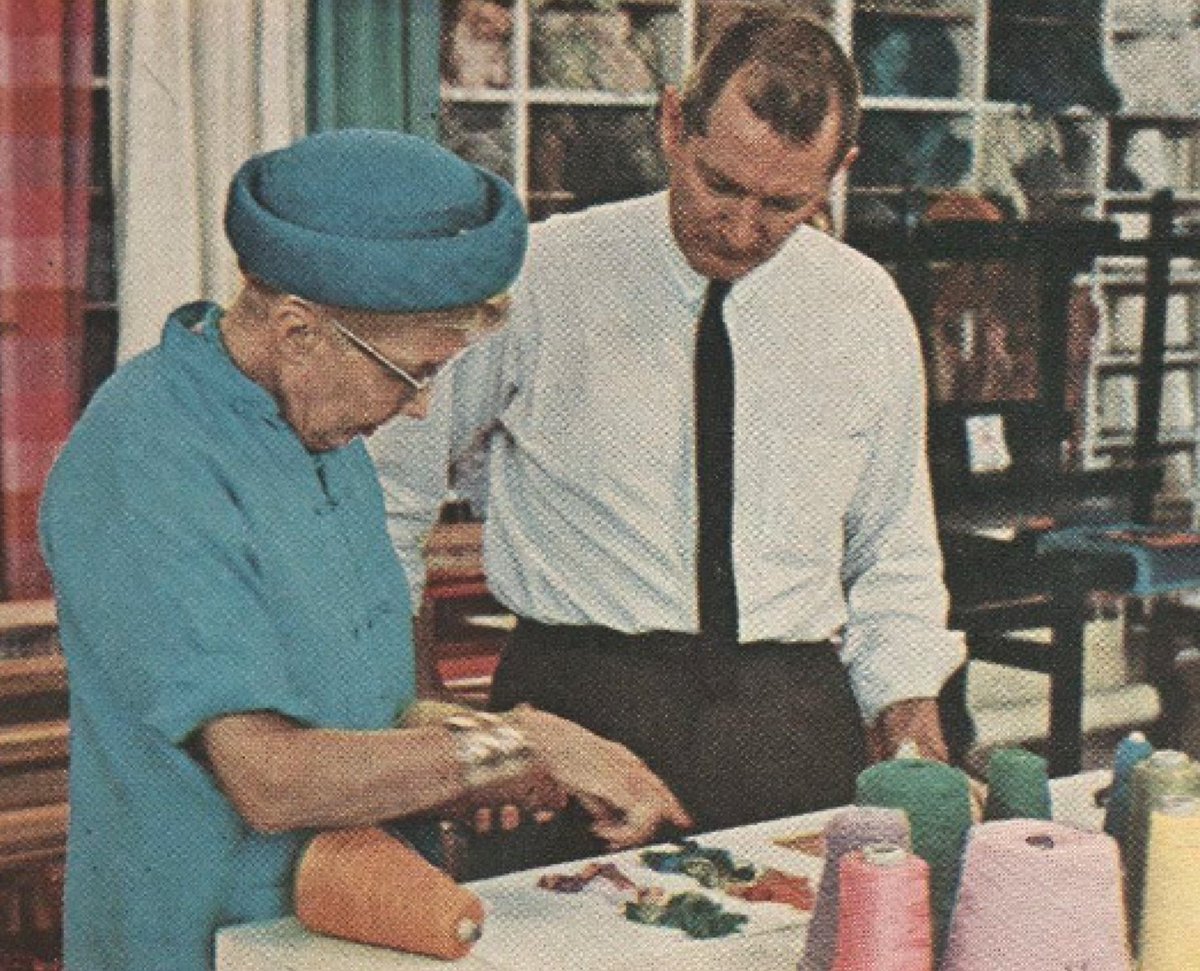 Ralph Higbee held the titles of design assistant, studio manager, studio director, head of production, and weaver over the 23 years he worked with Dorothy Liebes. Higbee often worked on architectural projects that used his ability to handle heavier and larger-scale designs.