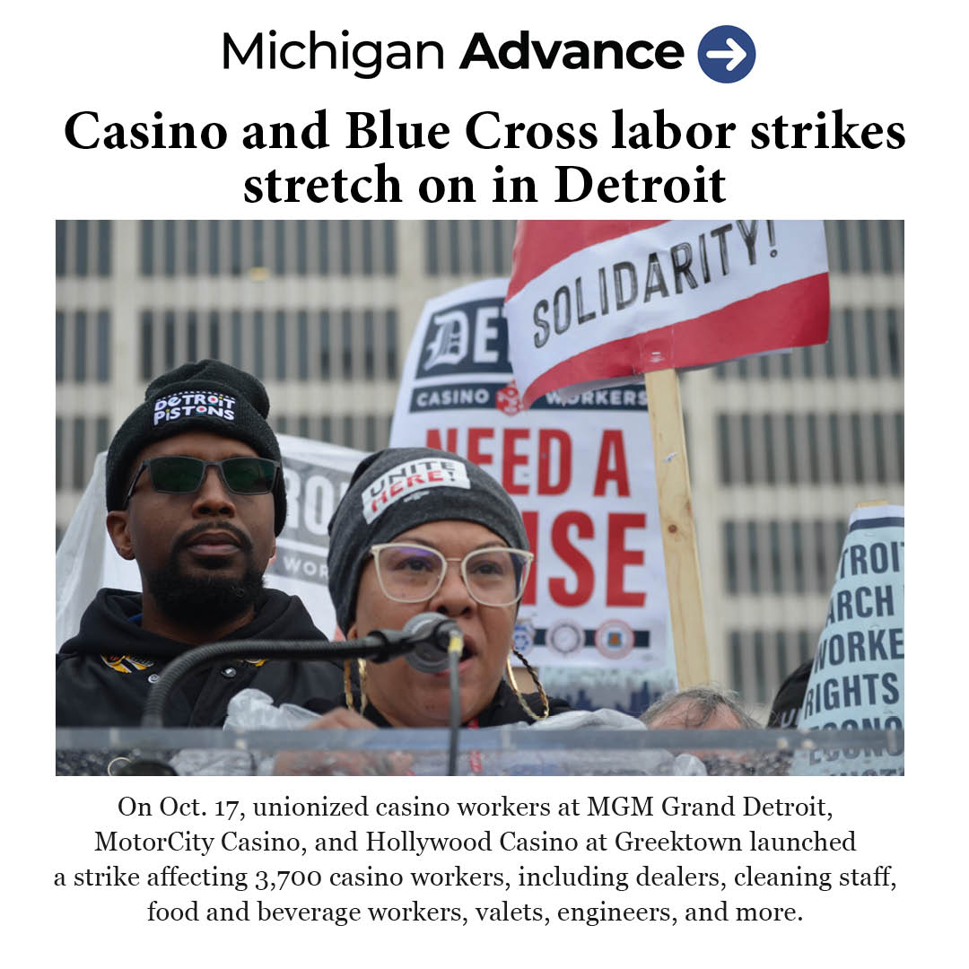 “Our wages have not kept up with the pace of inflation,” said Nia Winston, UNITE HERE Local 24, president said Thursday on behalf of the Detroit Casino Council.

michiganadvance.com/2023/11/11/cas…