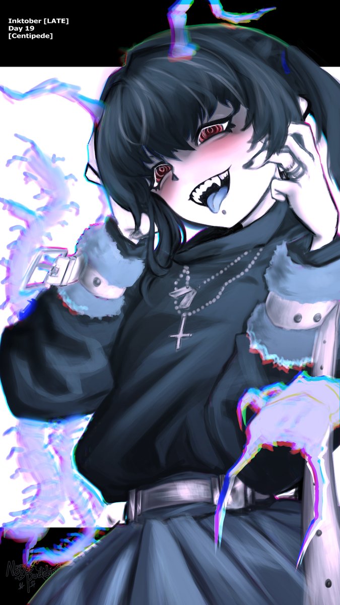 4byssP's tweet image. Inktober [late] Day 19 [Centipede]