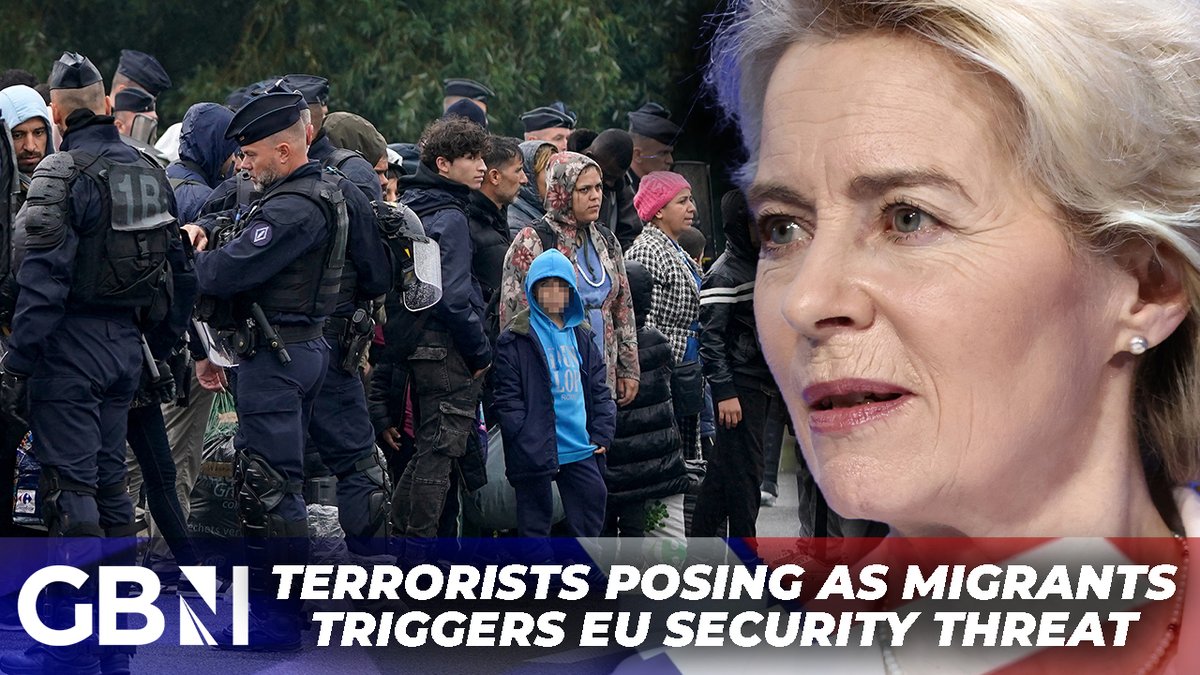 GBNEWS's tweet photo. Terrorists posing as migrants threat has triggered 11 Schengen states in the EU to close their borders and impose checkpoints, going against 'golden EU policy'.
📺 Watch here: https://t.co/OM7LJQI23G https://t.co/tCeUxPJxJU