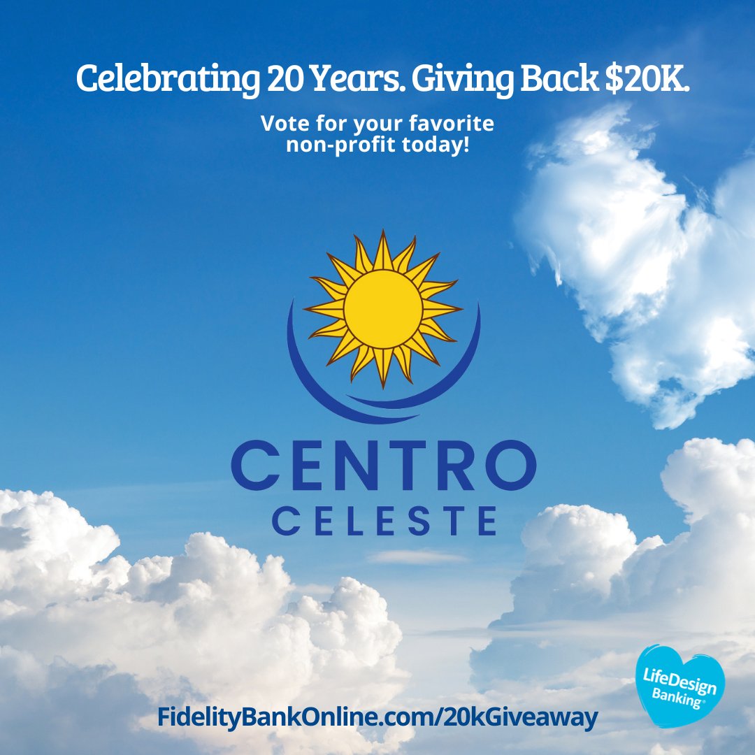 #20kGiveaway 💙 Meet our finalist: Centro Celeste

Strengthening the Latino community through culture &amp; arts, education, and inclusion.

Your vote decides which finalists get a share of $20,000. Learn more and cast your vote by Nov 17, 2023: fidelitybankonline.com/20kgiveaway.