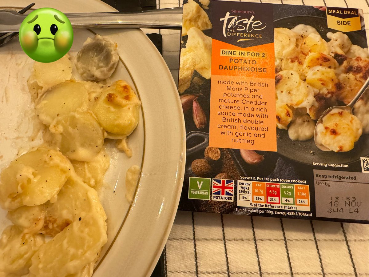 jb81's tweet photo. Hey @sainsburys a rotten potato in your “taste the difference” Dauphinoise really does taste a little bit different! 🤢 https://t.co/IeduRsnVET