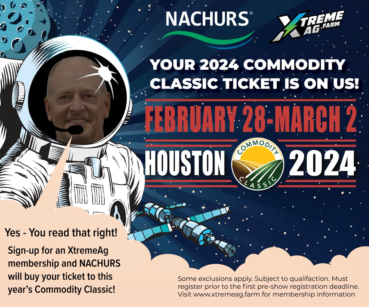 NACHURS wants to pay for your 2024 Commodity Classic Ticket! All you have to do is sign up for an <a href="/XtremeAgFarming/">xtremeag.farm</a> membership. For more information, click the link!

nachurs.com/upcoming-events