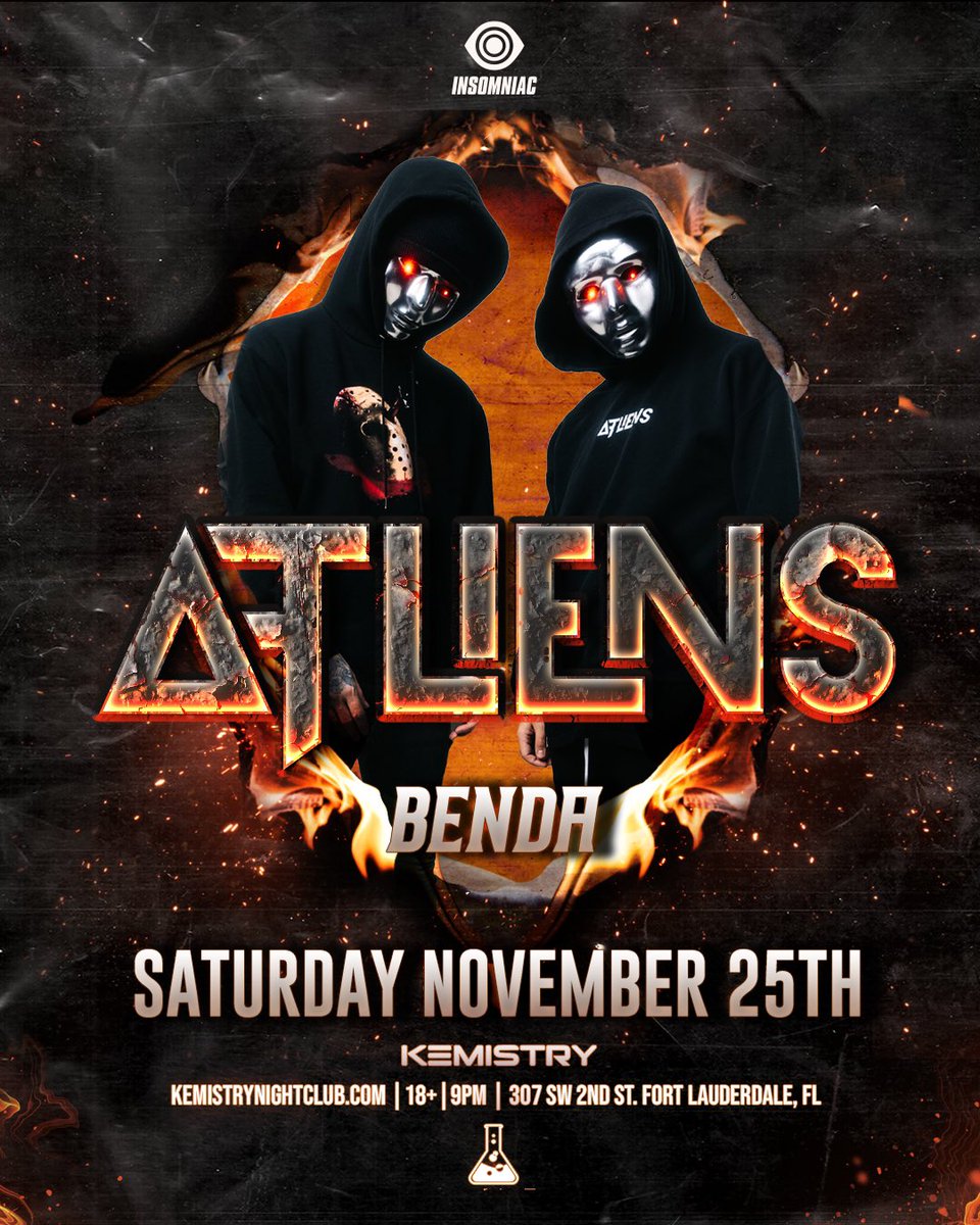 Find shelter immediately 🚨

Tix now on sale. Kemistry. #LFG 

ATLIENS + BENDA  👊🏼👊🏼🔥🔥