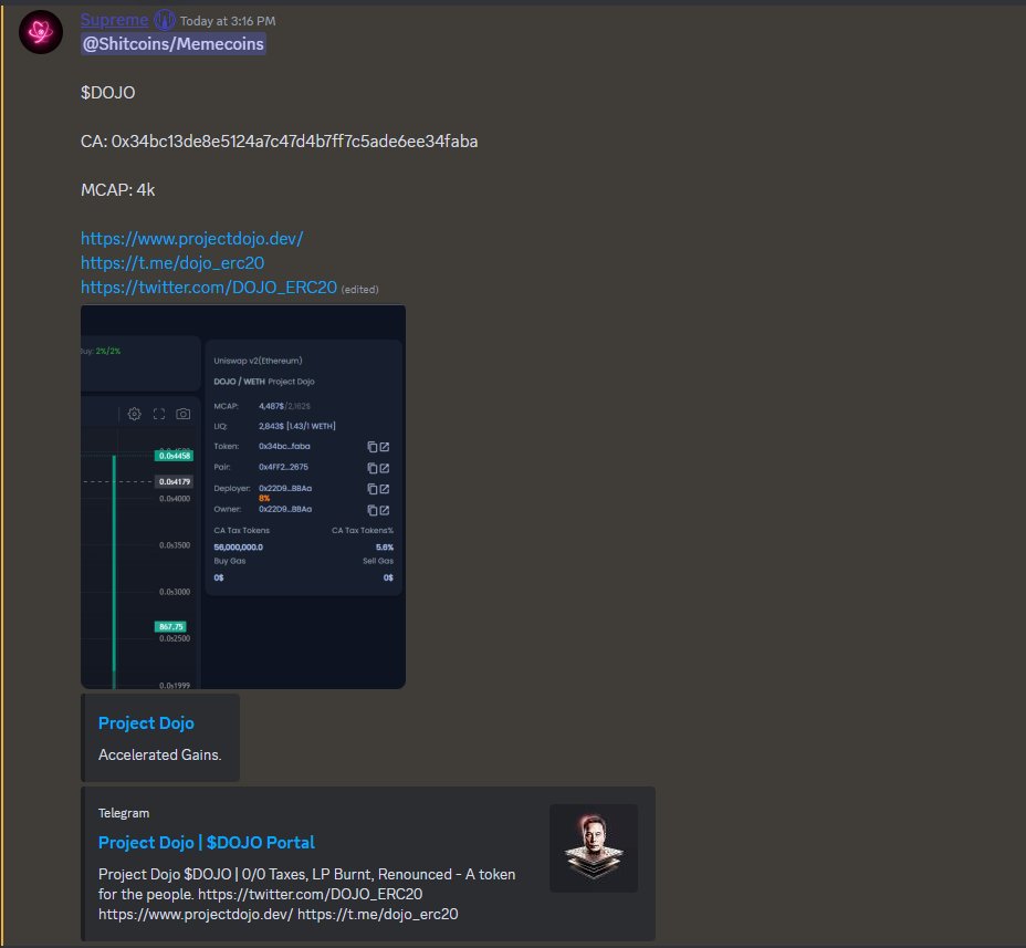 A caller in my discord server called this coin at $4k market cap and it's currently sitting at $1million market cap

That is a 250x in less than 30 minutes 🔥