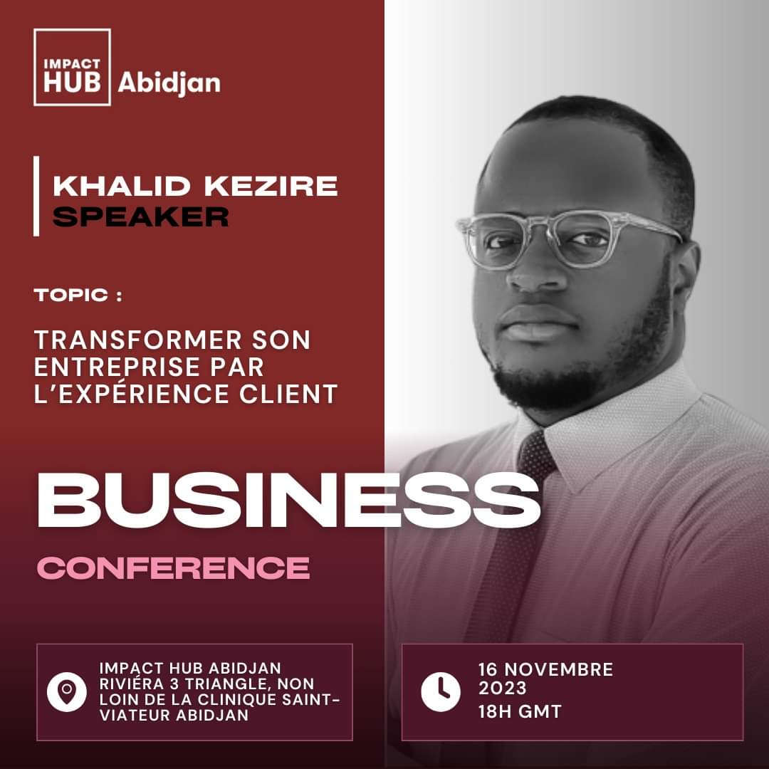 🚀 Rejoignez-nous pour célébrer la Semaine Mondiale de l'Entrepreneuriat ! 🚀 @ImpactHubAbj avec @KhalidKezire À l'occasion de la semaine mondiale de l'#entrepreneuriat, nous sommes ravis de vous inviter à notre #businessconférence qui se tiendra ce jeudi 16 novembre 2023 à
