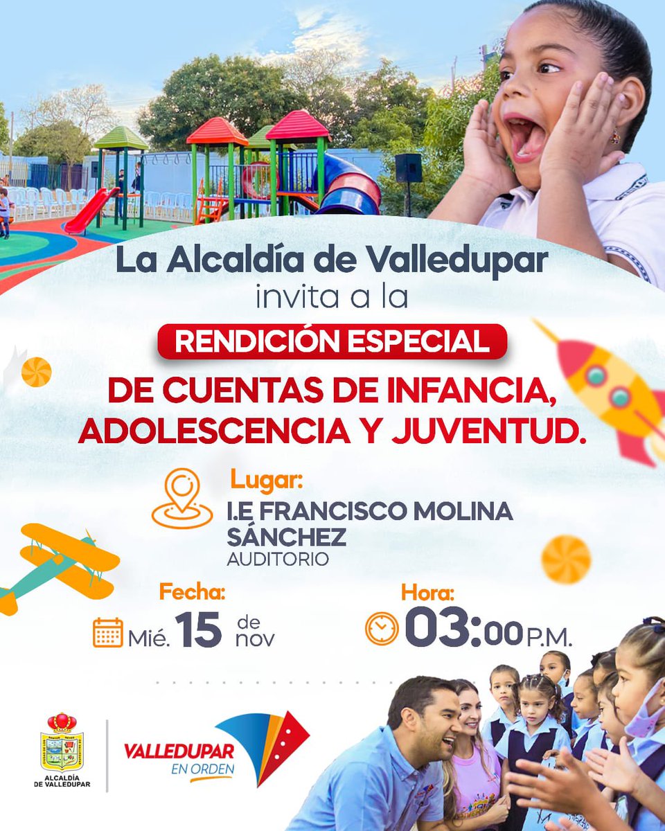 AlcaldiaVpar's tweet photo. El Gobierno de @MelloCastroG invita a la Rendición de Cuentas sobre el trabajo que se viene adelantando a favor de infancia, adolescencia y juventud, en el municipio. 

#VamosPaLante por el bienestar de las nuevas generaciones. https://t.co/h471fZ1UgK