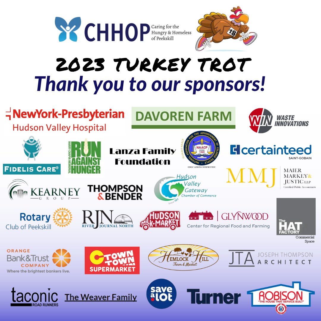 Thank you to all of our sponsors for making our 2023 Turkey Trot possible! 

Still need to register? Register here: 
bit.ly/46RC73U