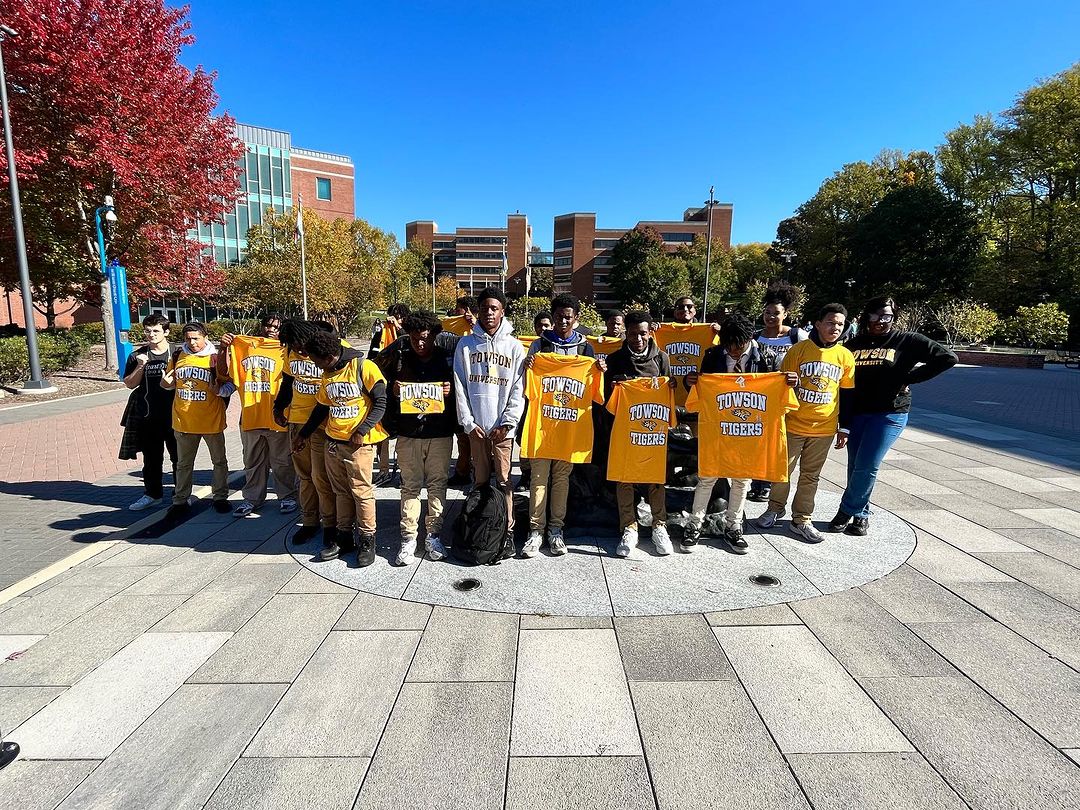 Bluford Drew Jemison students toured Towson University. They explored the campus, met with professors, and chatted with current Towson University students.