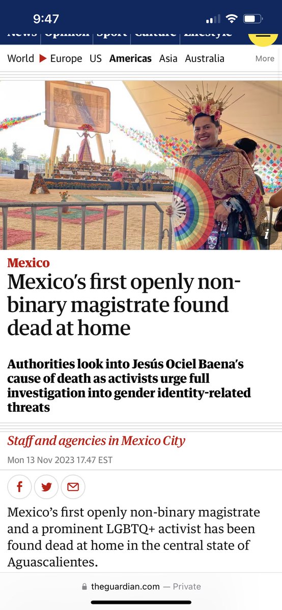 Rest in peace Jesús Ociel Baena. We hope that Mexico will do what is right and pursue an investigation over the death of their first non-binary magistrade. They have made great strides for opportunities and representation in the queer community.