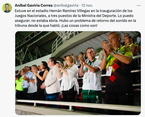 AugustoCubides's tweet photo. Cómo serán las mentiras y el odio contra el gobierno del cambio que hasta el gobernador de Antioquia, que de Petrista poco y nada, tuvo la hidalguía de reconocer que lo que hubo en Pereira fue un problema técnico de sonido.    @petrogustavo     @MaPaulaFonseca @infopresidencia https://t.co/5JtVRGr7Jw