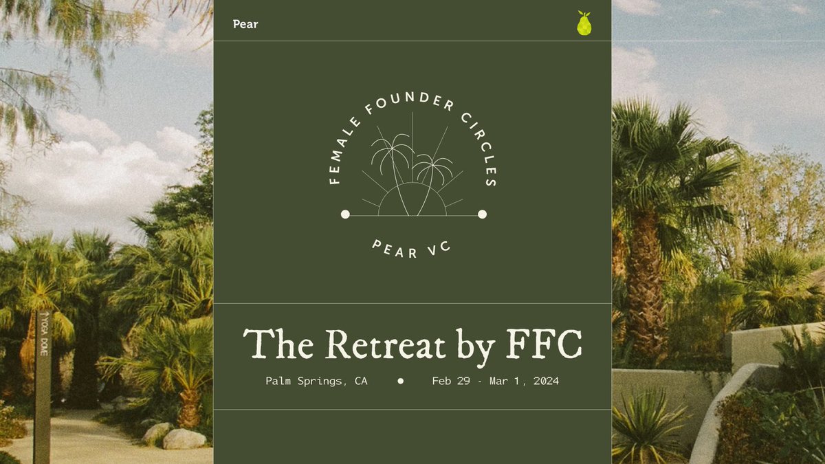 Our first application deadline for The Retreat by FFC is TOMORROW, November 15th. Do you know of an amazing female founder (pre-seed to later stage)? If so, please share this application link with them. theretreat24.pear.vc