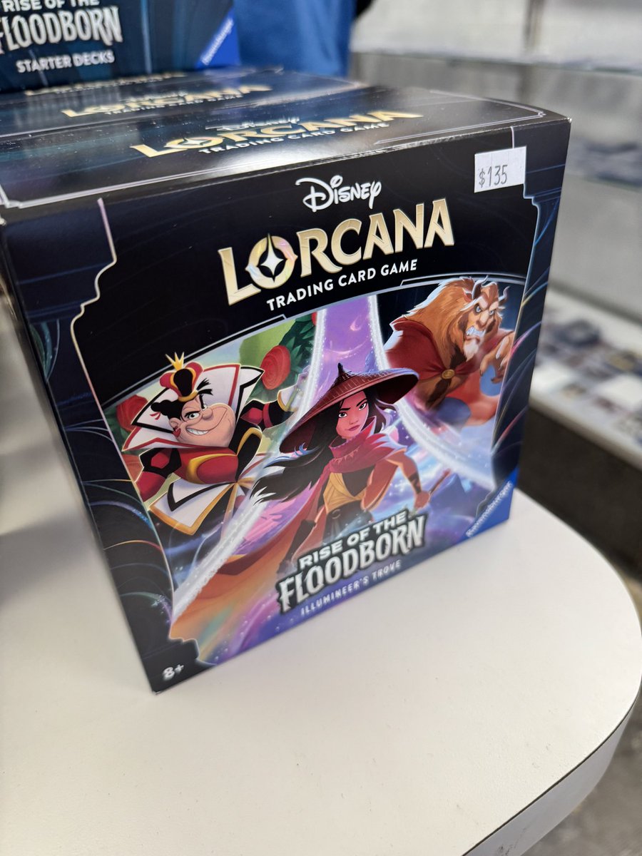 Ezeekat's tweet photo. Stores are already breaking street date and charging insane prices for @DisneyLorcana here in Orlando 🫠 $40 decks $135 troves and $200 gift set 😭 https://t.co/xOSZQDZuu3