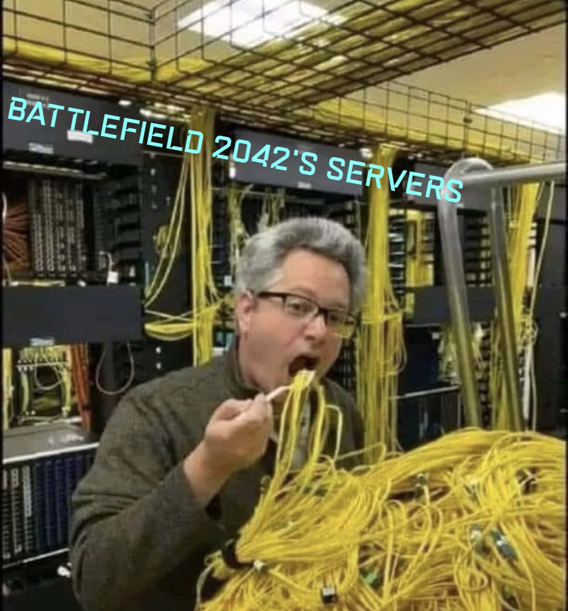I've discovered the culprit behind the state of the servers. "⬇️"

➡️THE LUNCH BREAK FOR THE TECHNICIAN WHO MAINTAINS THE BATTLFIELD2042 SERVERS.💀

Enjoy your meal 🍝