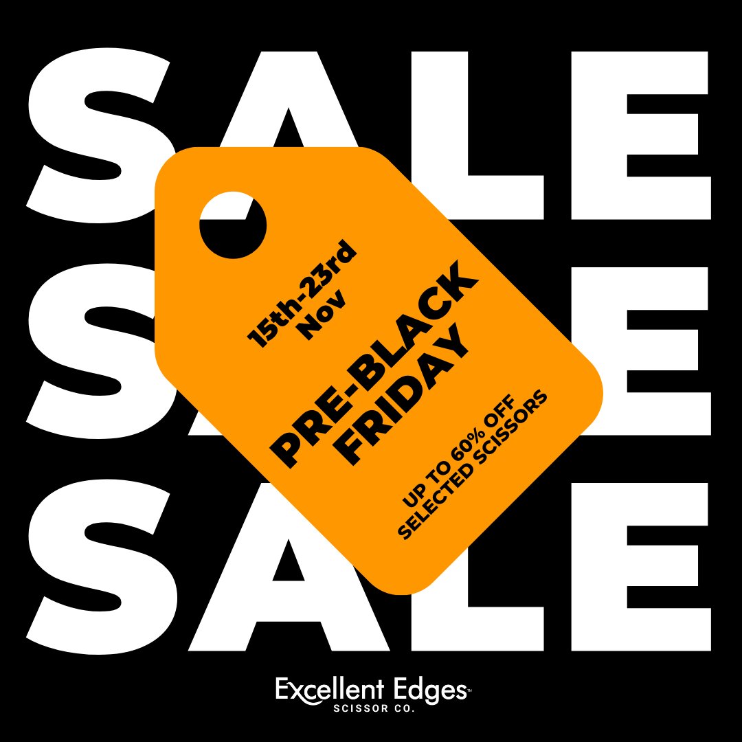 excellentedges's tweet photo. Pre-Back Friday Sale is here 🚨🚨🚨

Get up to 60% off on selected Scissors, This is your change to grab those tools you've been eyeing off 👀 🛒 💸 https://t.co/fPlYLl3hxS
