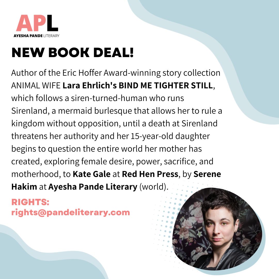 Pande Literary (@pande_literary) on Twitter photo 🎉Congratulations to @EhrlichLara for the sale of her book BIND ME TIGHTER STILL to <a href="/Kate_Gale/">Kate Gale</a> at <a href="/RedHenPress/">Red Hen Press</a>🎉
#NewBookDeal #APL <a href="/serenemaria/">Serene</a> 🎉Congratulations to @EhrlichLara for the sale of her book BIND ME TIGHTER STILL to <a href="/Kate_Gale/">Kate Gale</a> at <a href="/RedHenPress/">Red Hen Press</a>🎉
#NewBookDeal #APL <a href="/serenemaria/">Serene</a>