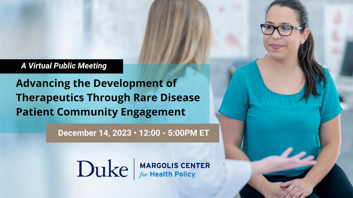 Rare diseases and conditions collectively impact an estimated 30 million people in the United States, and many treatment needs remain unmet. On December 14, explore opportunities to advance therapeutic development through patient community engagement: duke.is/6/f5z3
