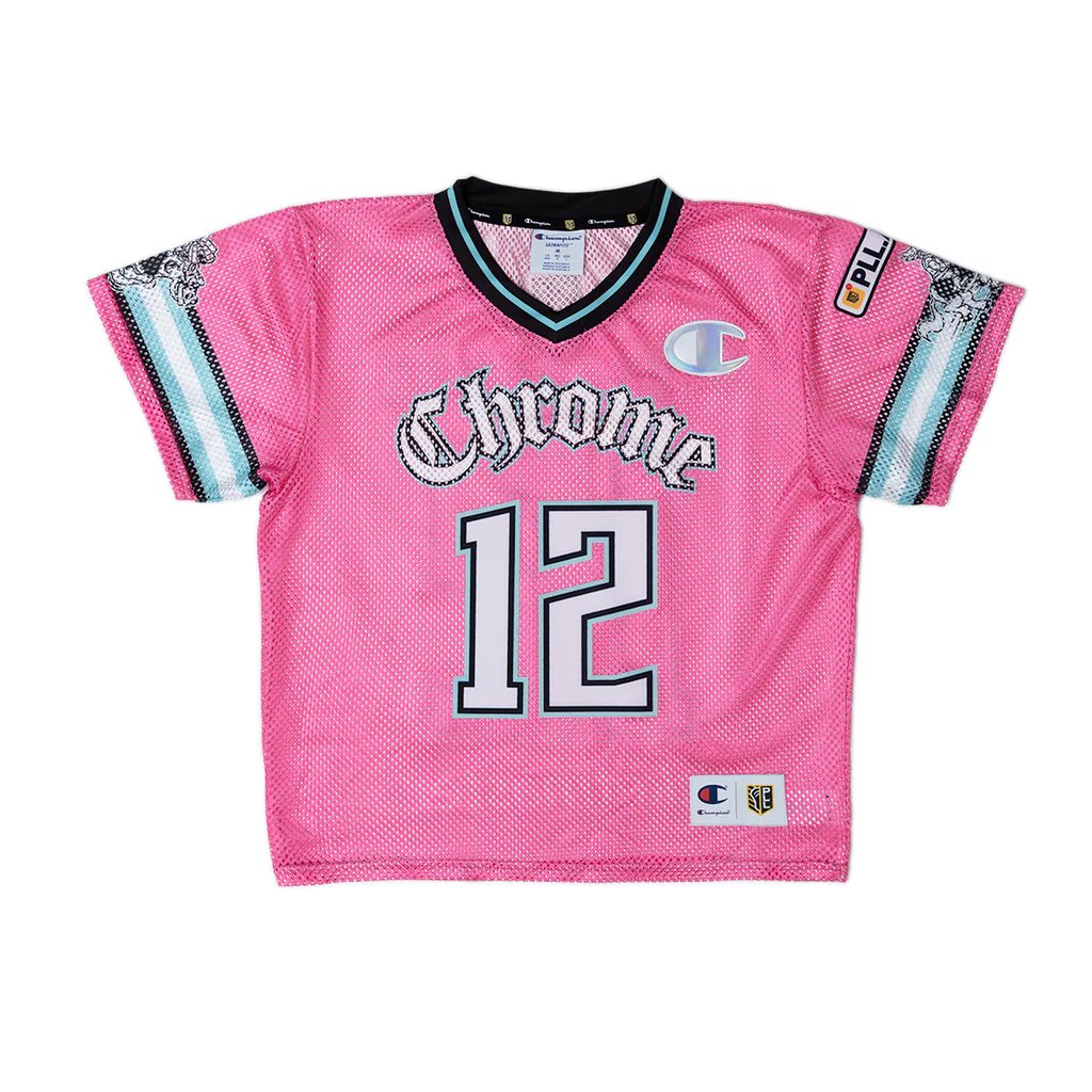 FlowGo37's tweet photo. In the excitement less we forget. The pink and powder blue will go down as the best color combo in lacrosse history. Nothing gold (chrome?) can stay #ripHobbit #RipChrome #RIPShakers https://t.co/ZlzbVDtvCR