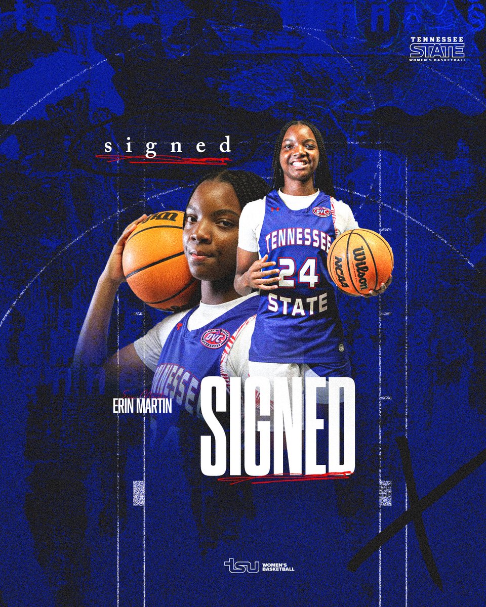 𝙎𝙞𝙜𝙣𝙚𝙙 🖊️

Congrats to Erin Martin for signing an NLI to join the TSU WBB Program‼️🏀

Ala. ➡️ Tenn.

#RoarCity x #PressPlay
