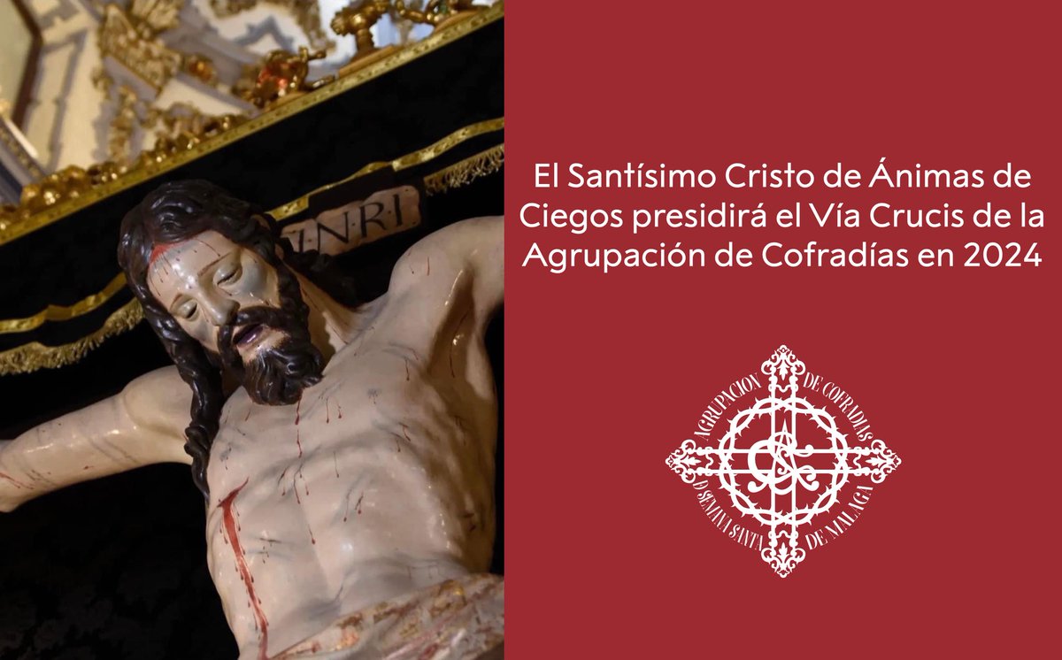 El Santísimo Cristo de Ánimas de Ciegos presidirá el Vía Crucis oficial de la Agrupación de Cofradías de Semana Santa de Málaga en la Cuaresma de 2024. #cofradiasmlg agrupaciondecofradias.com/el-santisimo-c… 📸 de <a href="/phnoeliagarcia/">Noelia García</a> a la que agradecemos su uso.