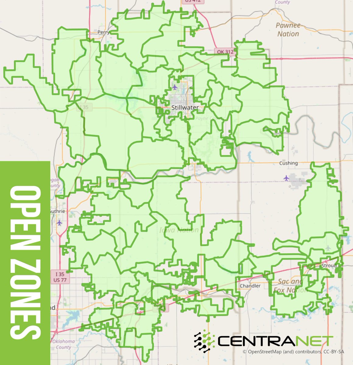 📷 HERE IS A MAP OF ALL THE OPEN ZONES! 📷 If you are a CREC member and live in the green shaded area, #CentranetFiber is now available! Sign up online at CentranetFiber.com or by calling 405-533-FAST! Members can also sign up through SmartHub! #BreakTheRurals