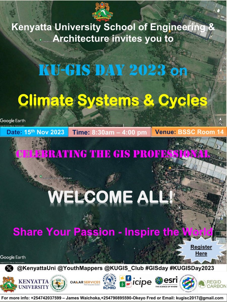 Kenyatta University GIS Club (@kugis_club) on Twitter photo #GISDay2023 is here! Celebrate the power of GIS to make a positive impact on our world. Join us <a href="/KenyattaUni/">Kenyatta University #ExperienceKU</a>
and @KUGIS_CLUB
to celebrate #KUGISDay2023 and discover how GIS is shaping a better future for all. <a href="/ICPAC/">Indian Cyber Police</a>
@Youthmappers
<a href="/EsriEA/">Esri Eastern Africa</a>
<a href="/RCMRD/">Rita David</a>
<a href="/OakarServices/">Oakar Services</a>
<a href="/USGS/">USGS</a> #GISDay2023 is here! Celebrate the power of GIS to make a positive impact on our world. Join us <a href="/KenyattaUni/">Kenyatta University #ExperienceKU</a>
and @KUGIS_CLUB
to celebrate #KUGISDay2023 and discover how GIS is shaping a better future for all. <a href="/ICPAC/">Indian Cyber Police</a>
@Youthmappers
<a href="/EsriEA/">Esri Eastern Africa</a>
<a href="/RCMRD/">Rita David</a>
<a href="/OakarServices/">Oakar Services</a>
<a href="/USGS/">USGS</a>