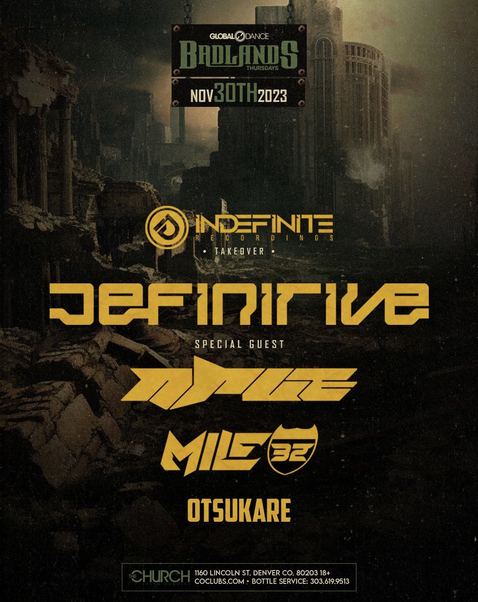 .<a href="/IndefiniteRecs/">INDEFINITE 🆔</a> taking over with <a href="/Mile32dubs/">Mile32 | DPMO</a> <a href="/nrvedubs/">nrve</a> &amp;  <a href="/otsukaredubs/">otsukare˚ʚᰔɞ˚</a> for <a href="/GlobalDanceUS/">Global Dance Events</a> 

Lfgggg Denver - tix in bio